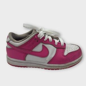 Nike Dunk Low Toddler Size 11 Laser Fuchsia Pink White Color New Laces Fair Cond